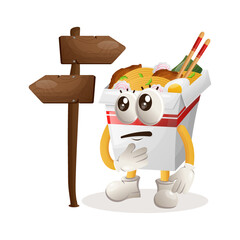 Cute ramen mascot making decision