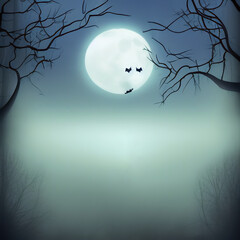 halloween background, Graveyard In The Spooky Night,3d illustration
