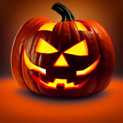 Jack O lanterns Halloween pumpkin, autumn decoration, holiday evening of all saints,3d illustration