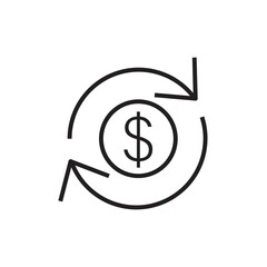 Dollar change arrows icon. isolated on white background. vector illustration
