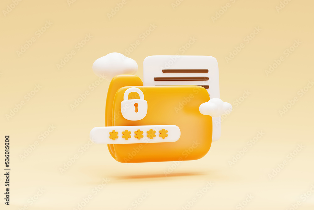 Aufkleber lock folder with password security protection storage privacy or secret archive icon or symbol on ye