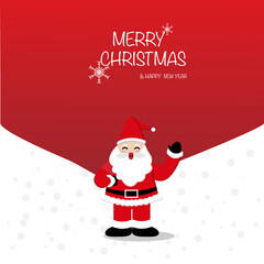 Christmas card with santa claus and his gift bag illustration vector