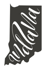 Obraz premium Indiana. Silhouette state. Indiana word map with text script. Vector outline Isolated illustratuon on a white background. Indiana state map for poster, banner, t-shirt, tee.