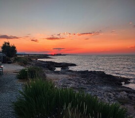 Seacoast of Salento at sunset in summer