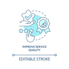 Improve service quality turquoise concept icon. Ambient scenting marketing bonus abstract idea thin line illustration. Isolated outline drawing. Editable stroke. Arial, Myriad Pro-Bold fonts used