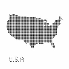 United States of America or USA map with grunge texture in dot style. Abstract vector illustration of a country map with halftone effect for infographic.
