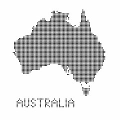 Australia map with grunge texture in dot style. Abstract vector illustration of a country map with halftone effect for infographic.
