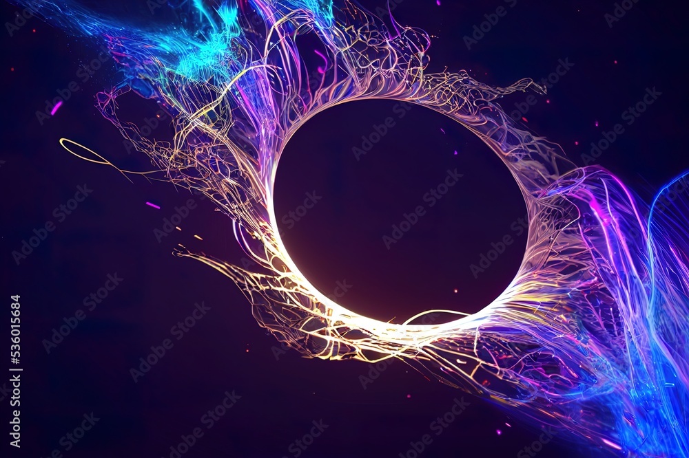 Poster abstract pulsing ring motion graphic element. perfect for background or logo placement. particle flo