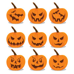 halloween cake pumpkins collection vector design element set spider weebs