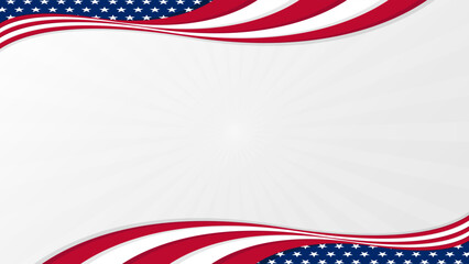 American flag simple white background with copy space. perfect for american days, events, holidays