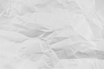 White crumpled paper texture background, clean white wrinkled paper, top view.