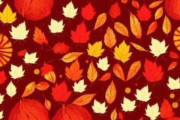 Autumn seasonal background autumn golden red and orange colored leaves isolated on a white background with space for text Hello autumn