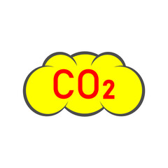 Co2 icon. Carbon dioxide gas symbol with smoke cloud. Vector illustration.