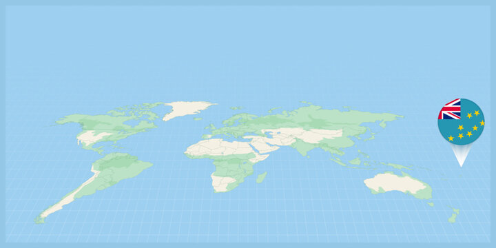 Location of Tuvalu on the world map, marked with Tuvalu flag pin.