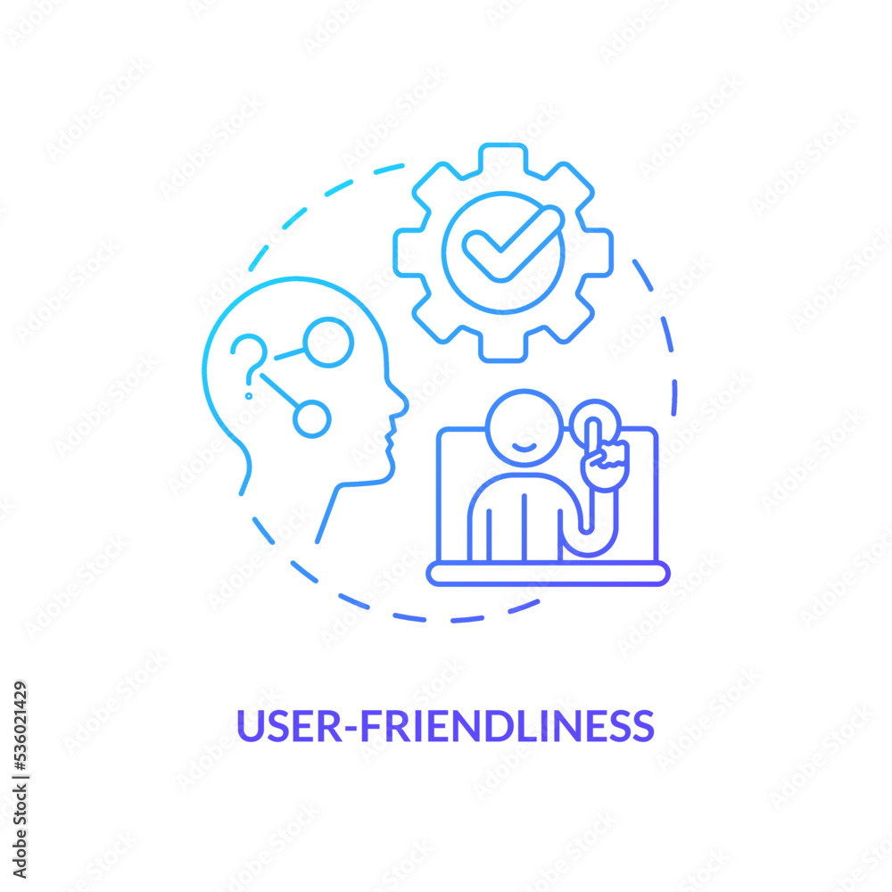 Poster user-friendliness blue gradient concept icon. simple interface for using. positive user experience i