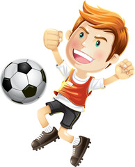 Obraz premium boy play Soccer cartoon character.