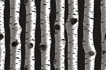 Brich tree seamless pattern design illustration
