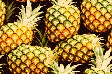 Pineapples seamless pattern design illustration
