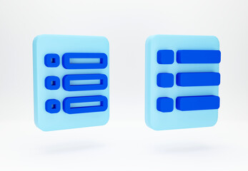 Blue task management to do check list, work project plan concept, fast checklist, posting plan on white background, productivity checklist icon. 3D Rendering.