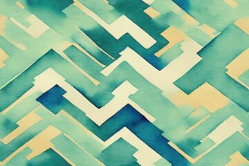 Traditional Korean watercolor seamless design illustration
