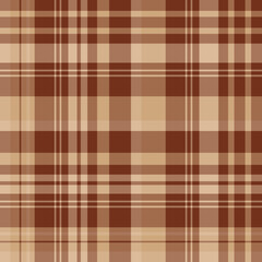 Seamless pattern in lovely beige and brown colors for plaid, fabric, textile, clothes, tablecloth and other things. Vector image.