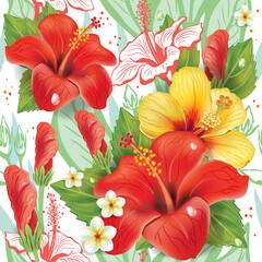 Seamless floral pattern with hibiscus pattern