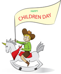 Cowboy Kid Children Day Vintage Illustration