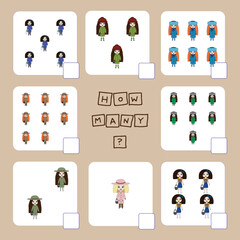 Fototapeta premium Counting Game for Preschool Children. Count how many girls