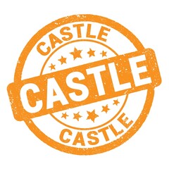 CASTLE text written on orange stamp sign.