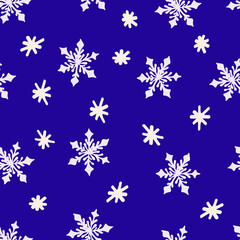 Fototapeta na wymiar Seamless pattern with snowflakes on a blue background Christmas pattern. Winter picture