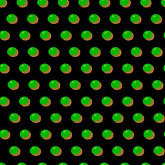 Retro dotted seamless pattern design.New Year's green balls on a black background.