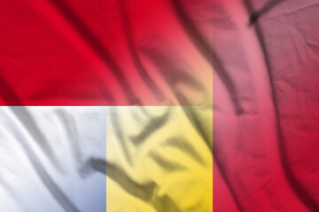 Fototapeta premium Monaco and Romania official flag transborder negotiation ROU MCO
