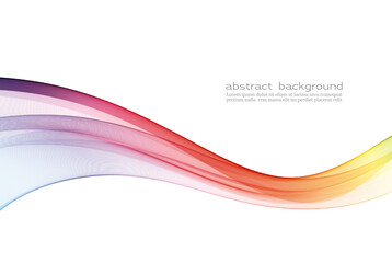 Abstract wave vector background, iridescent wavy lines. Spectrum wave color. Smoky wave. Wavy line color