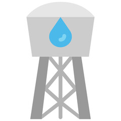 water tower flat icon - obrazy, fototapety, plakaty