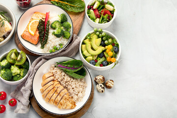 Healthy food assortment.