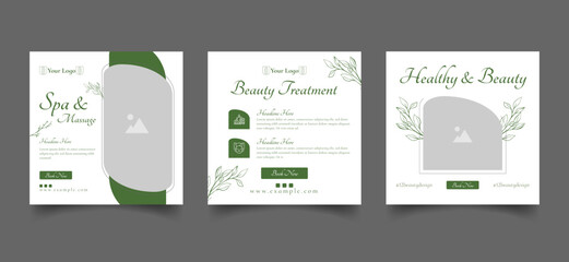 beauty and spa social media post template. minimal fully editable promo web banner poster layout for relax massage square post vector illustrator. 