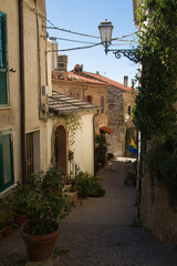 View of the street of Nerola medieval village in Lazio Italy