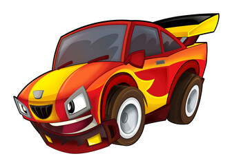 Obraz na płótnie Canvas Cartoon funny city sedan sports car isolated illustration for children 