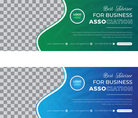 Modern corporate business Facebook cover layout design template. Creative Digital marketing agency web banner, Business card and social media post two colors scheme templates.