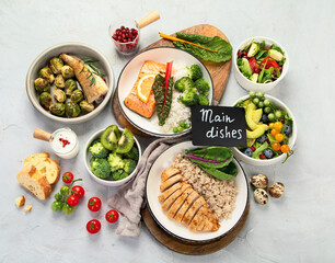 Healthy food assortment.
