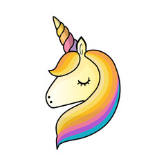 Cute Cartoon Unicorn illustration graphics isolated on Png transparent background
