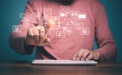 Digital transformation technology strategy, digitization and digitalization of business processes and data, optimize and automate operations, customer service management, internet and cloud computing.