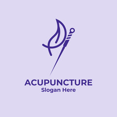 Acupuncture Flat Logo Vector