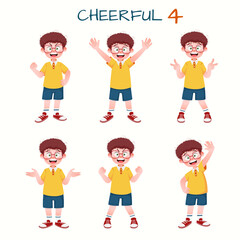 Set of kid boys showing cheerful expression.Vector illustration.