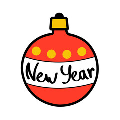 New year christmas ball illustration isolated on png Transparent background