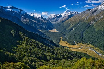 Fototapeta premium Matukituki river valley, Aspiring National Park, New Zealand