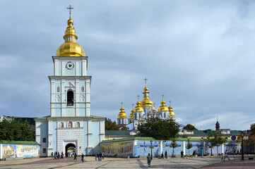 St. Michael's Cathedral on the square in the city center of Kyiv
