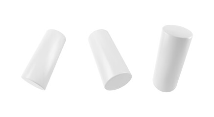 Vector 3d white cylinder set. Realistic 3d object.