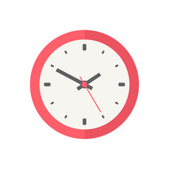 The round clock face shows the scheduled time.