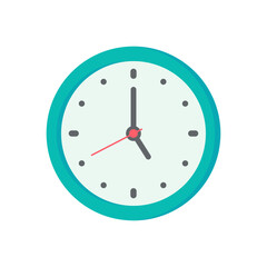 The round clock face shows the scheduled time.